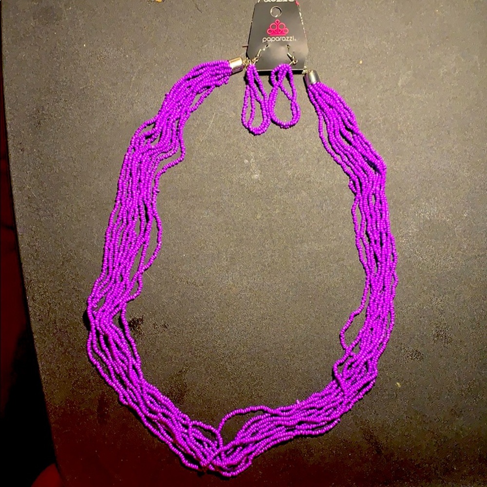 Purple necklace and earrings